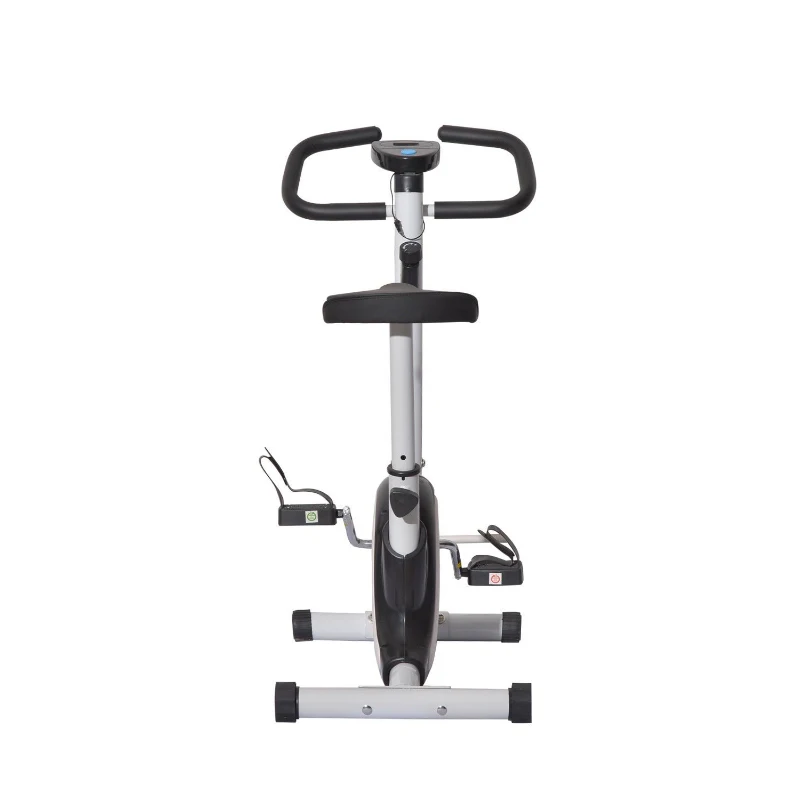Soozier Upright Stationary Exercise Cycling Bike w/ LCD Monitor - White and Black