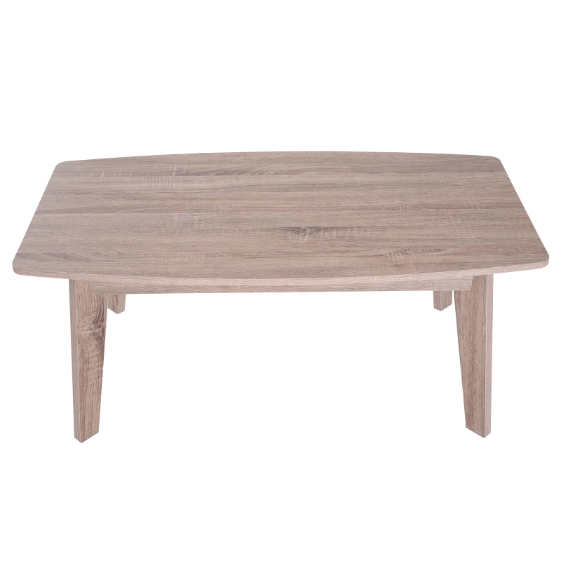 HomCom Modern Indoor Storage Rectangular Living Room Coffee Table -Wood Grain