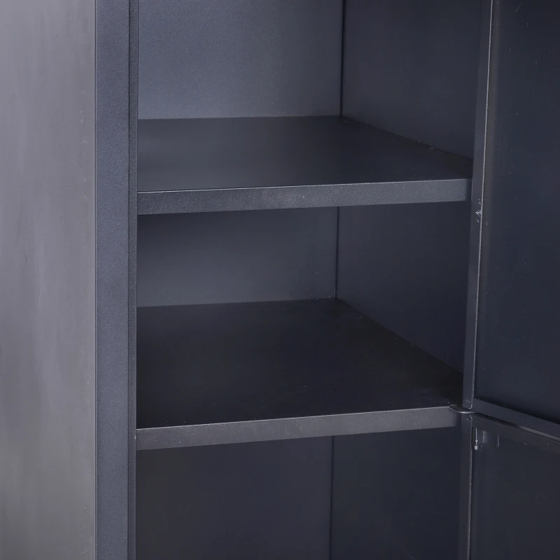 Vinsetto 71" 2 Tier Freestanding Steel Metal Lockable Employee Wall Locker Storage Cabinet - Black