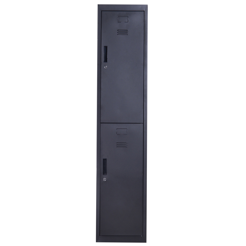 Vinsetto 71" 2 Tier Freestanding Steel Metal Lockable Employee Wall Locker Storage Cabinet - Black
