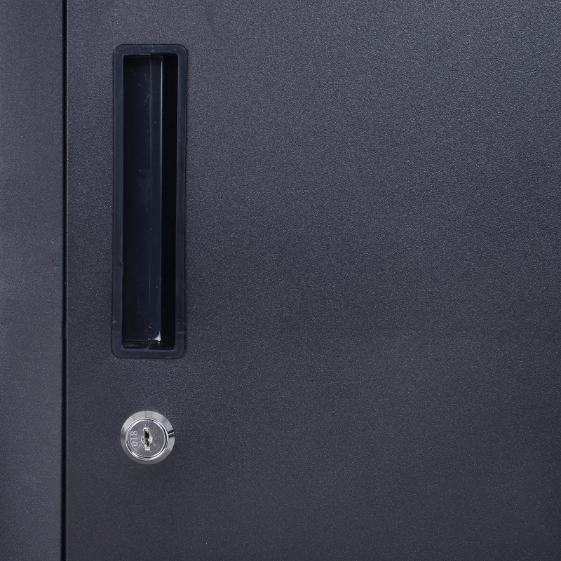 Vinsetto 71" 2 Tier Freestanding Steel Metal Lockable Employee Wall Locker Storage Cabinet - Black