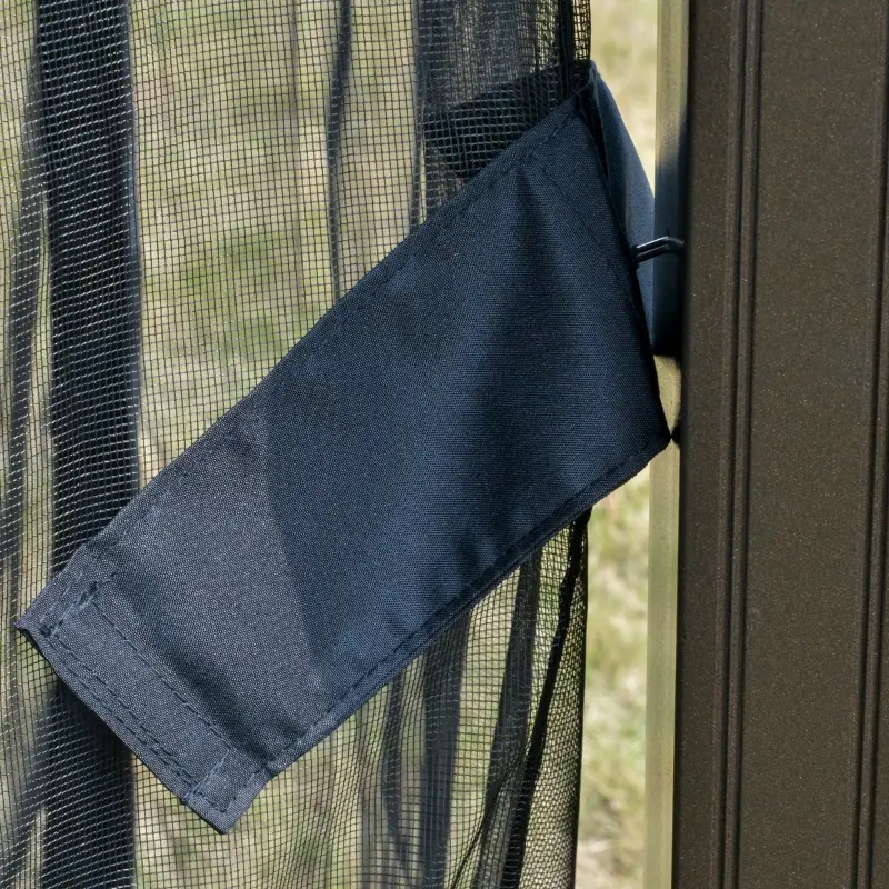 Outsunny 15' x 15' Octagon Hardtop Gazebo with Galvanized Steel Roof, Aluminum Frame, Permanent Pavilion Outdoor Gazebo Canopy with Netting for, Patio, Garden, Backyard, Deck, Lawn, Black