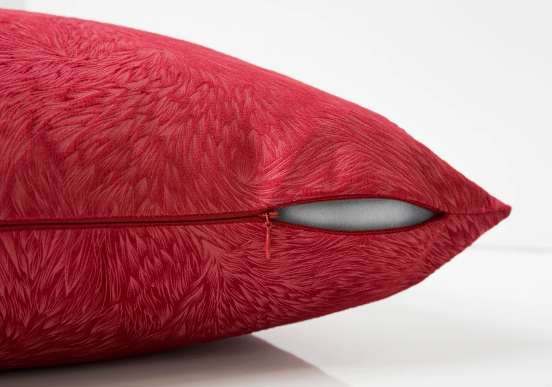 Monarch 18" x 18" Feathered Velvet Throw Pillow (1 pc) - Red