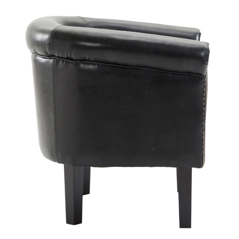 HomCom Faux Leather Traditional Club Armchair Smoking Chair - Dark Brown Black