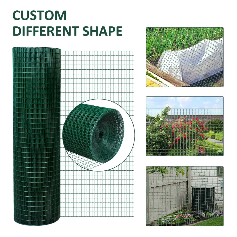 PawHut PVC Coated Steel Chicken Rabbit Mesh Fencing Wire Garden Galvanized Fence Border