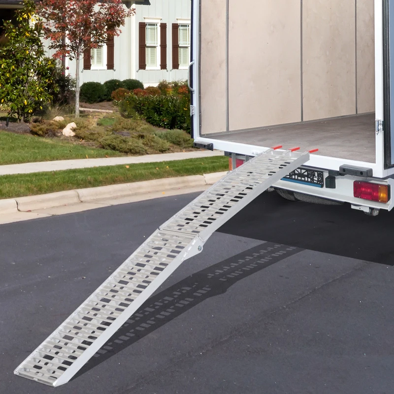 HomCom Lightweight Aluminum Arched Folding Motorcycle Loading Bike Wheelchair Ramp