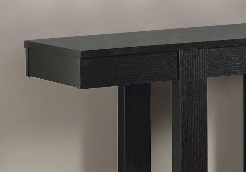 Monarch 32" Modern 3-Tier Straight Line Design Wood Grain-Look Accent Console Table - Cappuccino Brown Finish