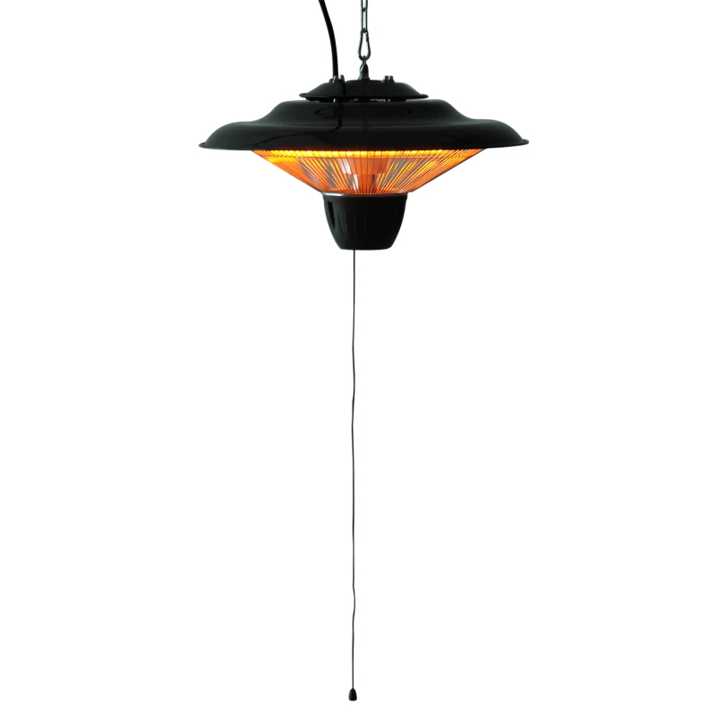Outsunny 1500W Patio Gazebo Ceiling Mounted Patio Heater String Control with Light - Black