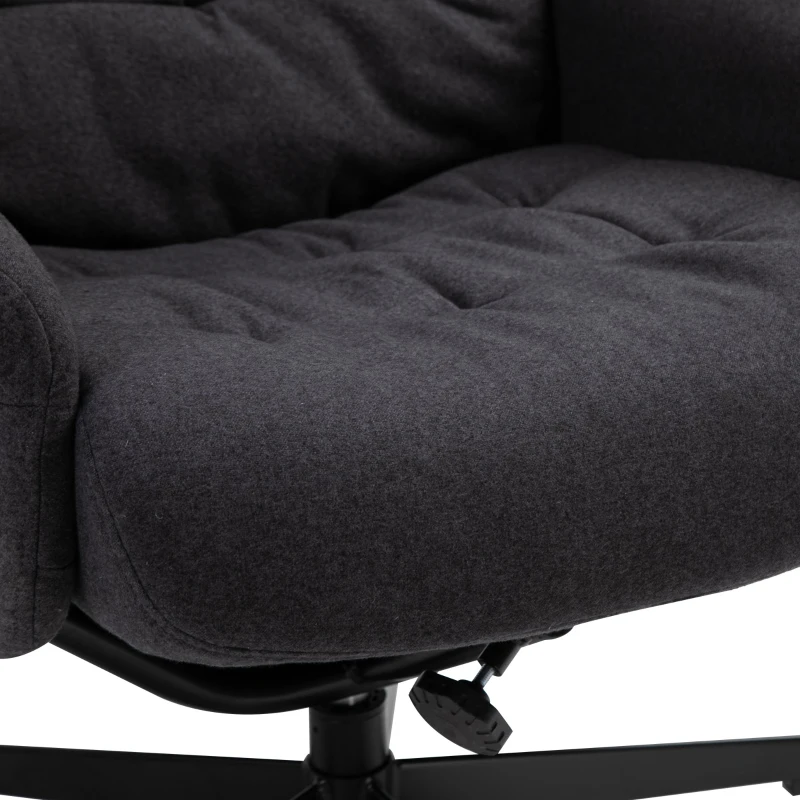 HOMCOM Fabric Recliner with Footrest - Modern Elegant Reclining with Sturdy Metal Base - Thick Padded Cushion - Dark Grey