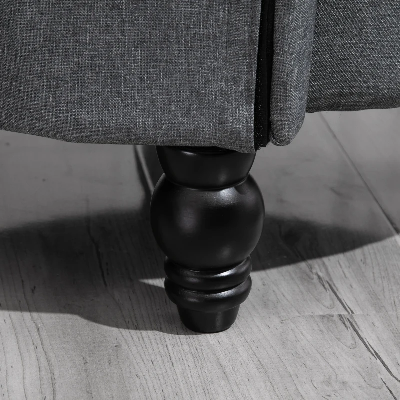 HOMCOM Retro High Back Armless Royal Accent Chair Fabric Upholstered Tufted Seat for Living Room, Grey