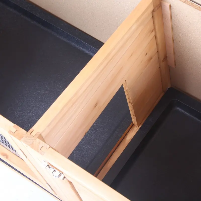 PawHut Large Bunny Hutch, Rabbit Cage with 2 Outside Areas and 1 Main House for Small Animals, Yellow