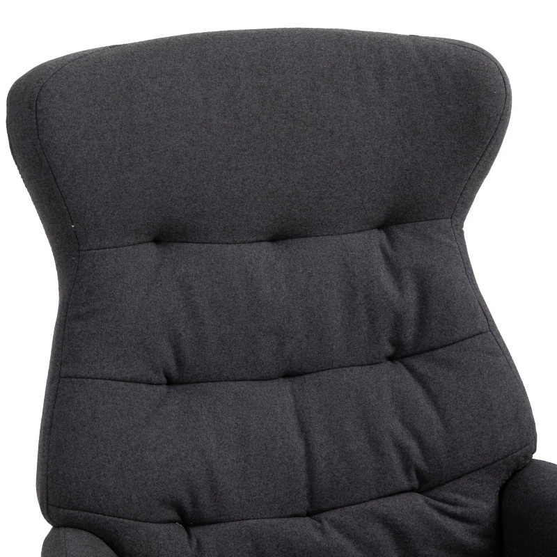 HOMCOM Fabric Recliner with Footrest - Modern Elegant Reclining with Sturdy Metal Base - Thick Padded Cushion - Dark Grey