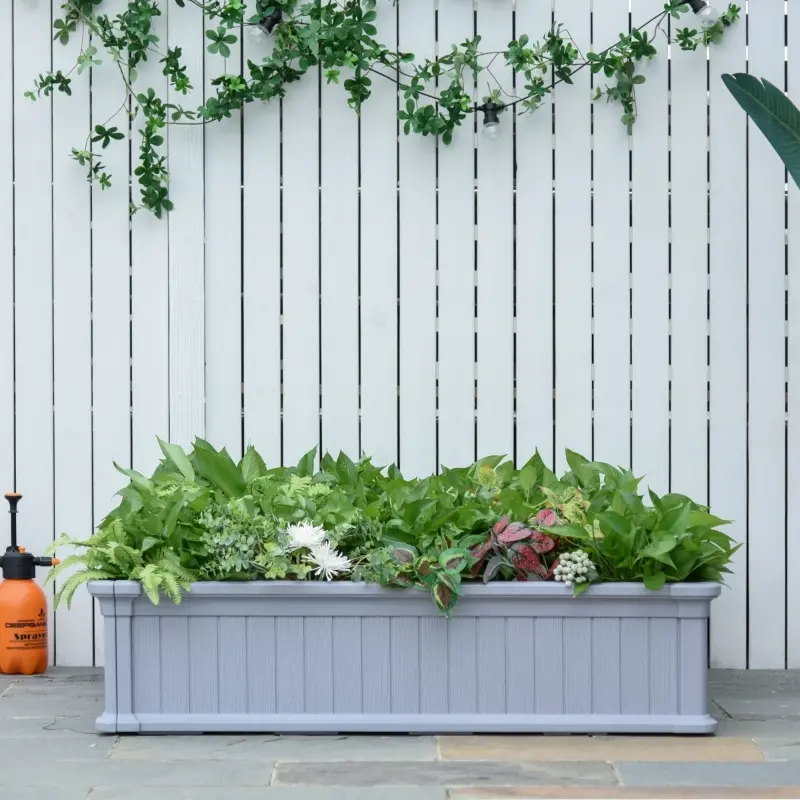 Outsunny 48" x 48" x 12" Raise Garden Bed Kit, Raised Planter Box, Above Ground Garden for Flowers, Herb, Vegetables with Easy Assembly, Gray