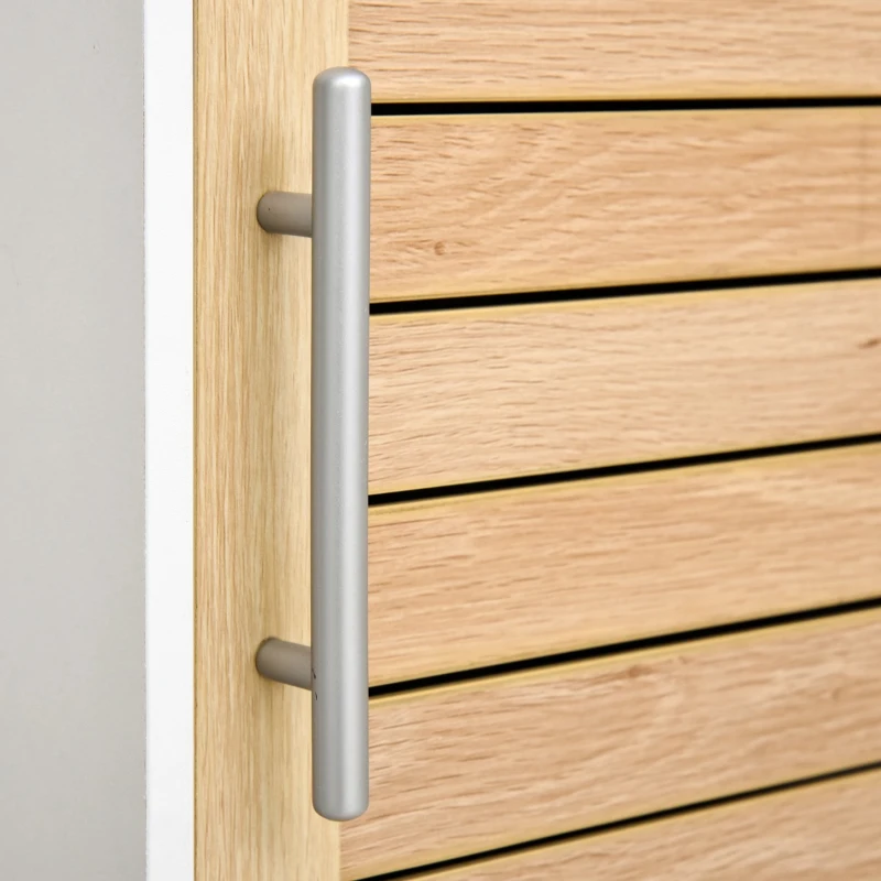 kleankin Tall Bathroom Floor Cabinet, Freestanding Linen Tower with Adjustable Shelf and Cupboard, Narrow Side Storage Organizer, Natural Wood