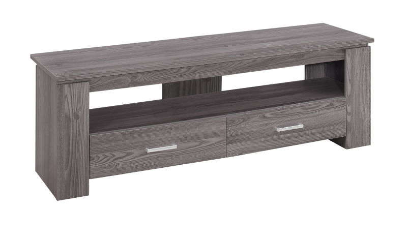 Monarch 48" Modern Wood Grain-Look Open Storage Shelf 2-Drawer Console TV Stand - Grey Tones Finish