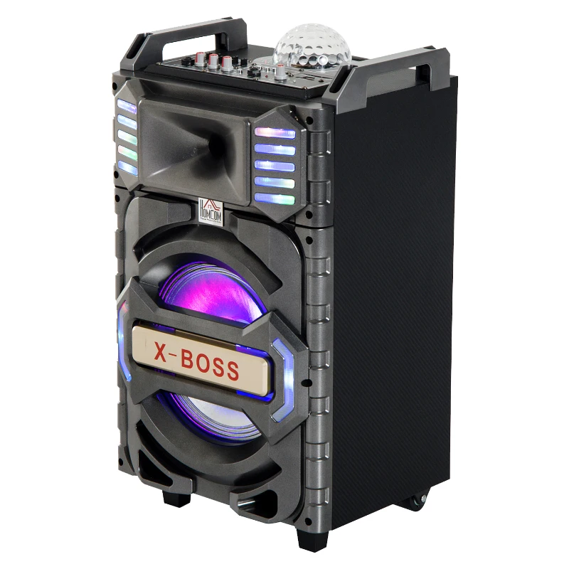 HomCom 50 Watt Portable Bluetooth Subwoofer Speaker System with LED Party Lights