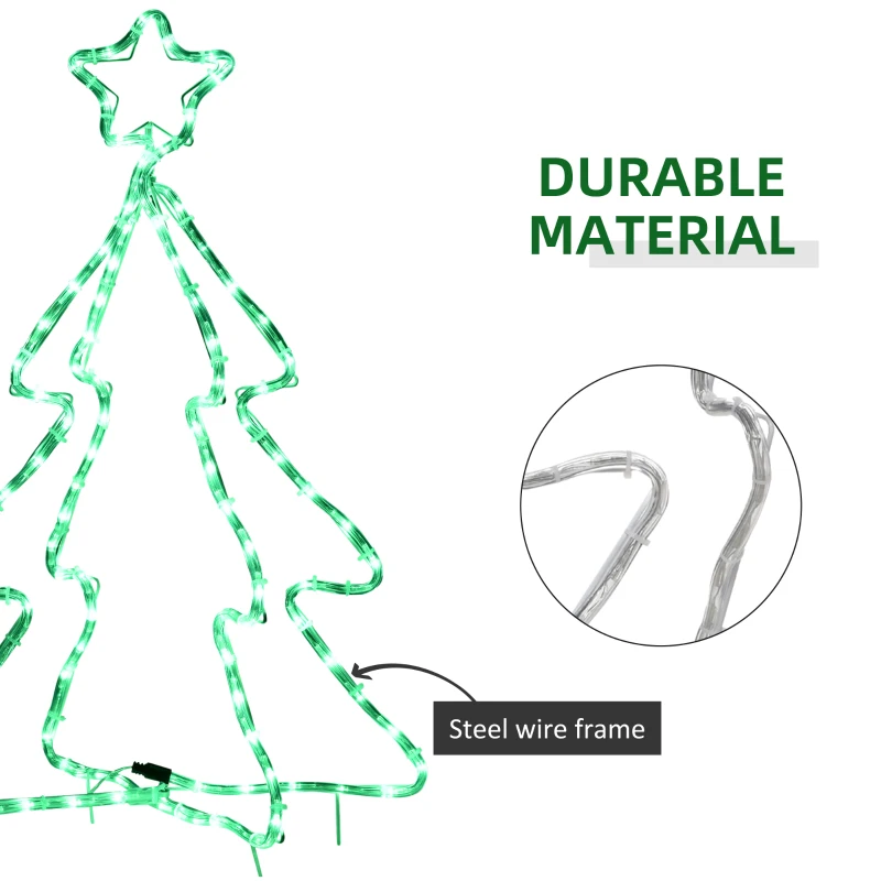 Outsunny 30" Outdoor LED Christmas Tree Rope Lights, LED Outdoor Christmas Decoration with Ground Stakes, Green