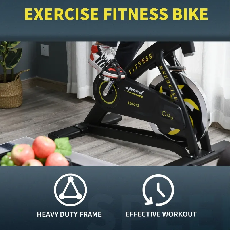 Soozier Stationary Fitness Exercise Bike with 40lbs Flywheel Cycling Cardio Workout  Belt Drive Racing Machine with Adjustable Resistance for Home Gym