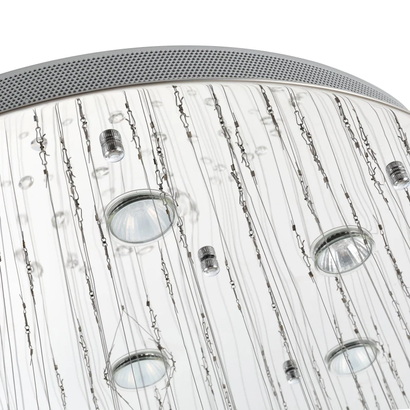 HOMCOM K9 Crystal Glass Fixture Raindrop Chandelier with Stainless Steel Board GU10 Bulb Compatible