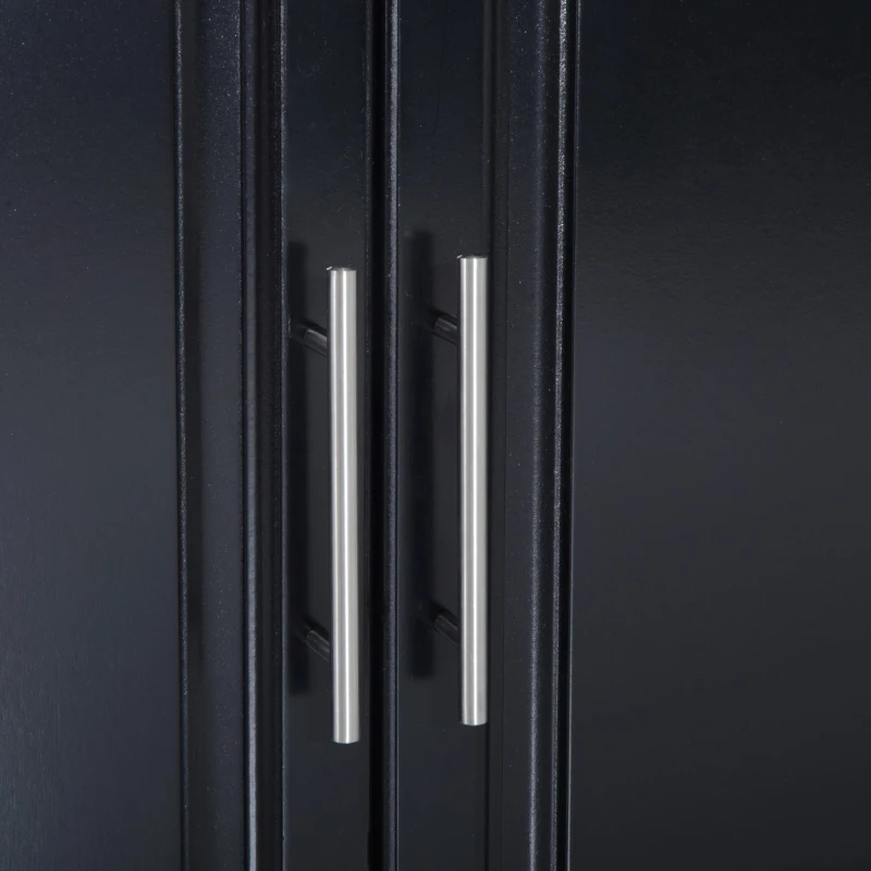 HOMCOM Rolling Kitchen Island with Storage, Portable Kitchen Cart with Stainless Steel Top, 2 Drawers, Spice, Knife and Towel Rack and Cabinets, Black