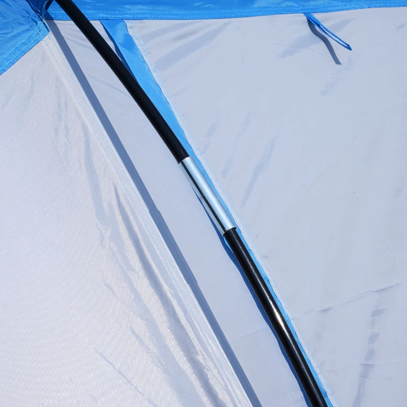 Outsunny 15' x 7.5' Taffeta/ Fiberglass 4-6 Person Lightweight Portable Outdoor Camping Tent with Carry Bag Spacious - Blue/White