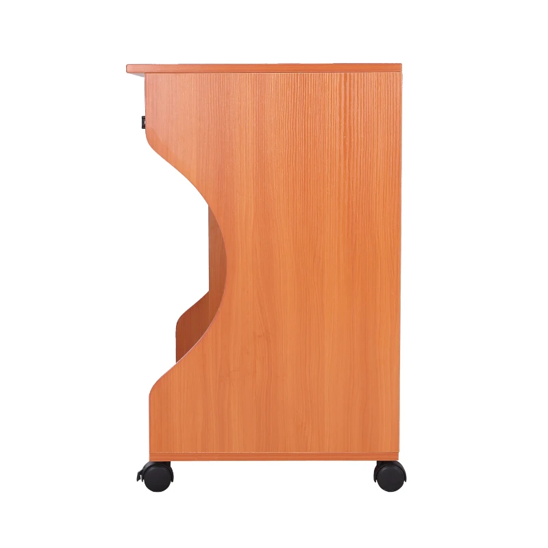 HomCom Wheeled Computer Cart - Cherry Wood