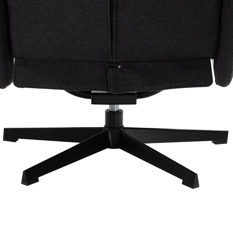 HOMCOM Fabric Recliner with Footrest - Modern Elegant Reclining with Sturdy Metal Base - Thick Padded Cushion - Dark Grey