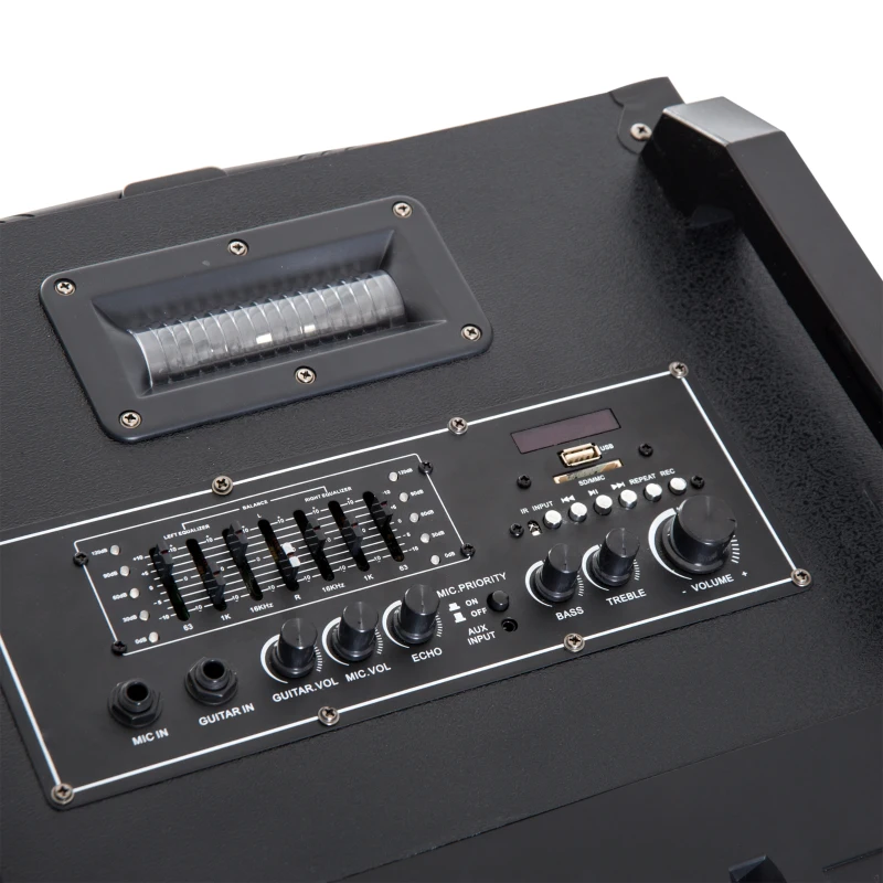 HomCom 37" 80 Watt Portable LED Wireless Bluetooth Compatible Dual Speaker Stereo with Wheels