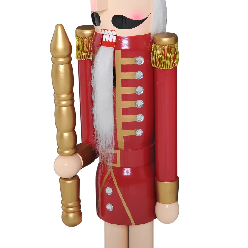Open Box HOMCOM 42" Wooden Traditional Nutcracker King Figure with Scepter - Wine Red