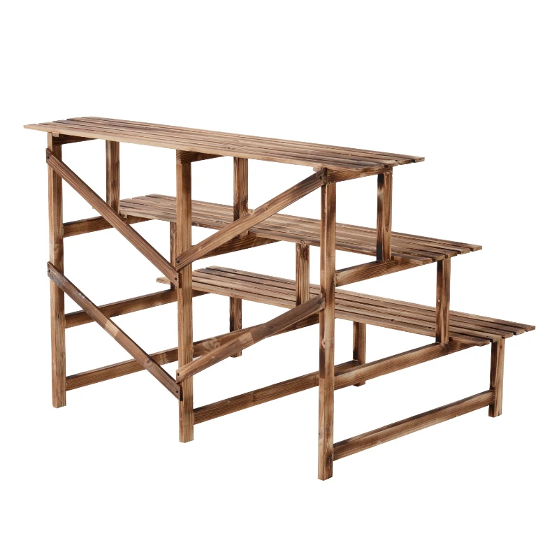 Outsunny 47" Wooden 3-Tier Step Style Plant Stand