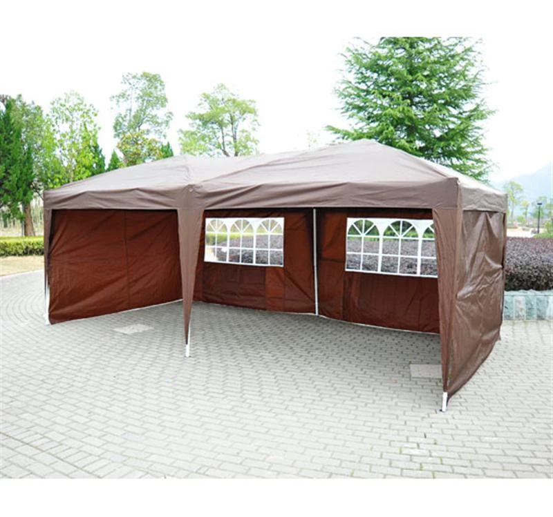 Outsunny 10' x 20' Pop Up Canopy Party Tent with 4 Removable Sidewalls - Brown