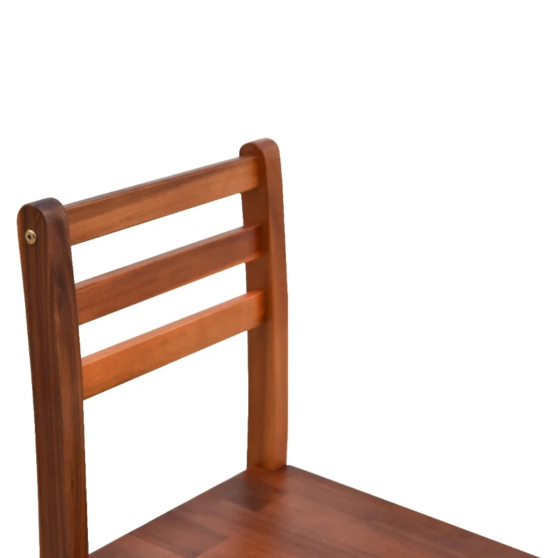 HomCom 2 Piece 28" Tall Classic Bar Height Acacia Wood Slat Back Pub Chair