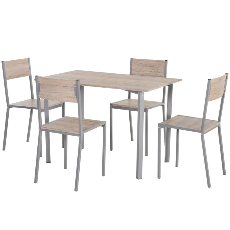 HOMCOM 5 Piece Dining Table Set for 4, Rectangular Kitchen Table and Chairs, Dining Room Set for Breakfast Nook, Small Space, Apartment, Dinette, Space Saving