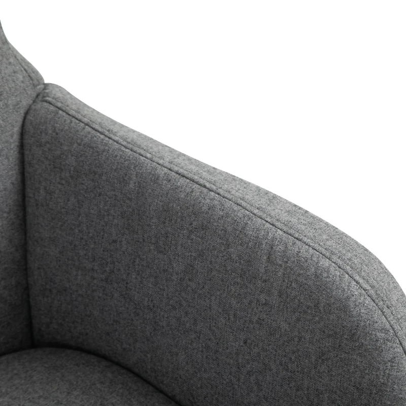 Vinsetto Swivel Office Chair Modern Linen Upholstered Home Computer Desk Task Chair with Cushioned Arm, Wheels, Adjustable Height, Grey