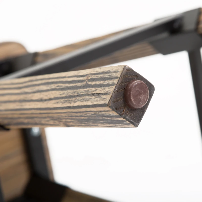 HomCom 2 Piece 24" Tall Rustic Industrial Armless Square Wood Top Bar Stool Set - Black / Woodgrain