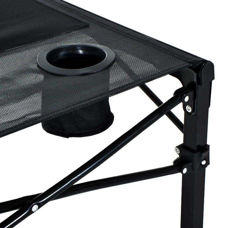 Outsunny Outdoor Folding Camping Table with Cup Holders - Black