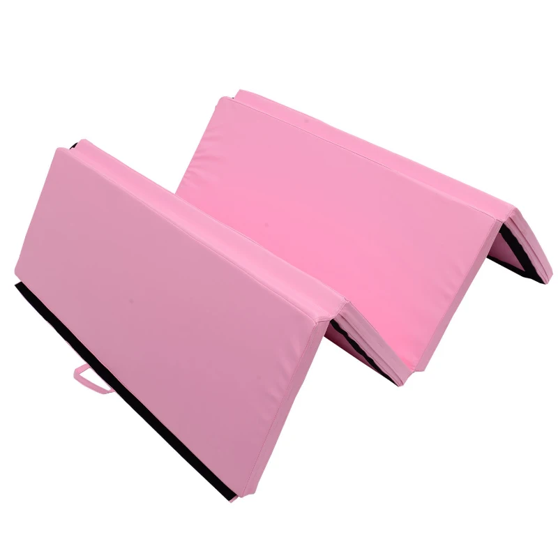Soozier 6' x 4' x 2" PU Leather Folding Gymnastics / Martial Arts Mat - Pink