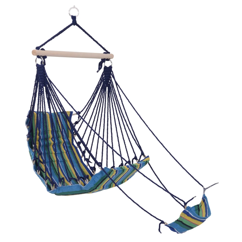 Outsunny Hanging Rope Hammock Swing Chair Seat - Blue / Yellow