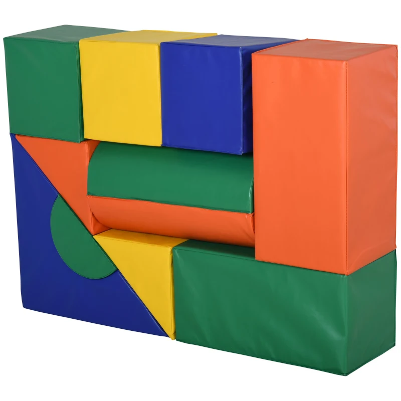 Soozier 11-Piece Indoor Lightweight Stackable Big Soft Phthalate-Free Foam Multicolor Blocks for Toddlers 1-3 Years Old