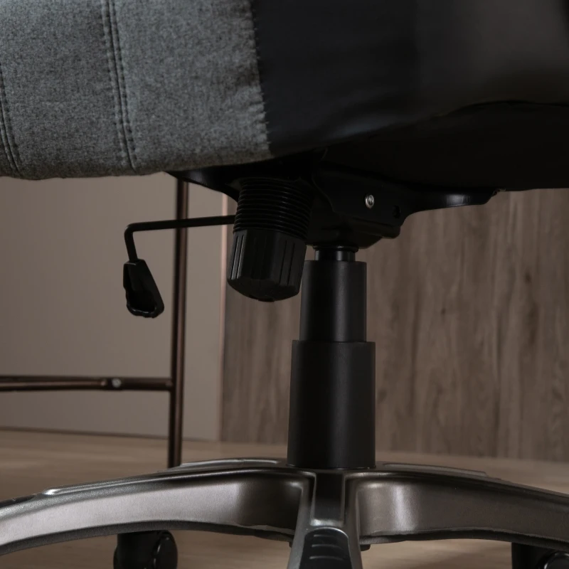 Vinsetto High-Back Home Office Chair 400lbs with Wide Seat, Linen PU High-Back Home Chair, Computer Desk Chair with Adjustable Height, Swivel Wheel, Black/Grey