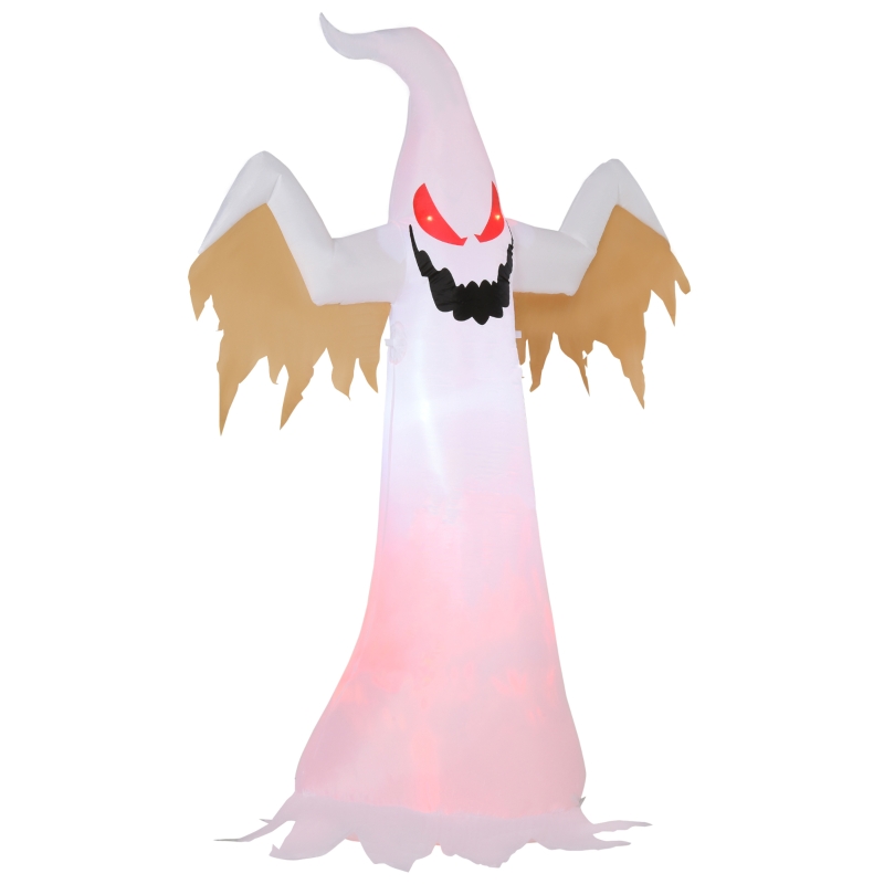 HOMCOM 8' Halloween Inflatable Ghost Yard Decoration for Indoors & Outdoors with Evil Fire Flame LED Lights