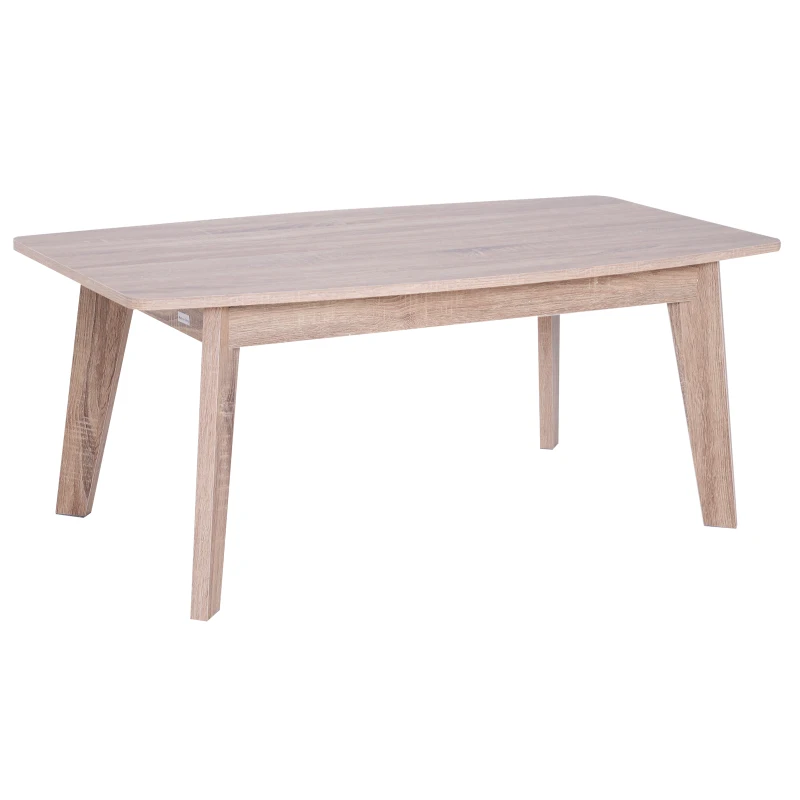 HomCom Modern Indoor Storage Rectangular Living Room Coffee Table -Wood Grain