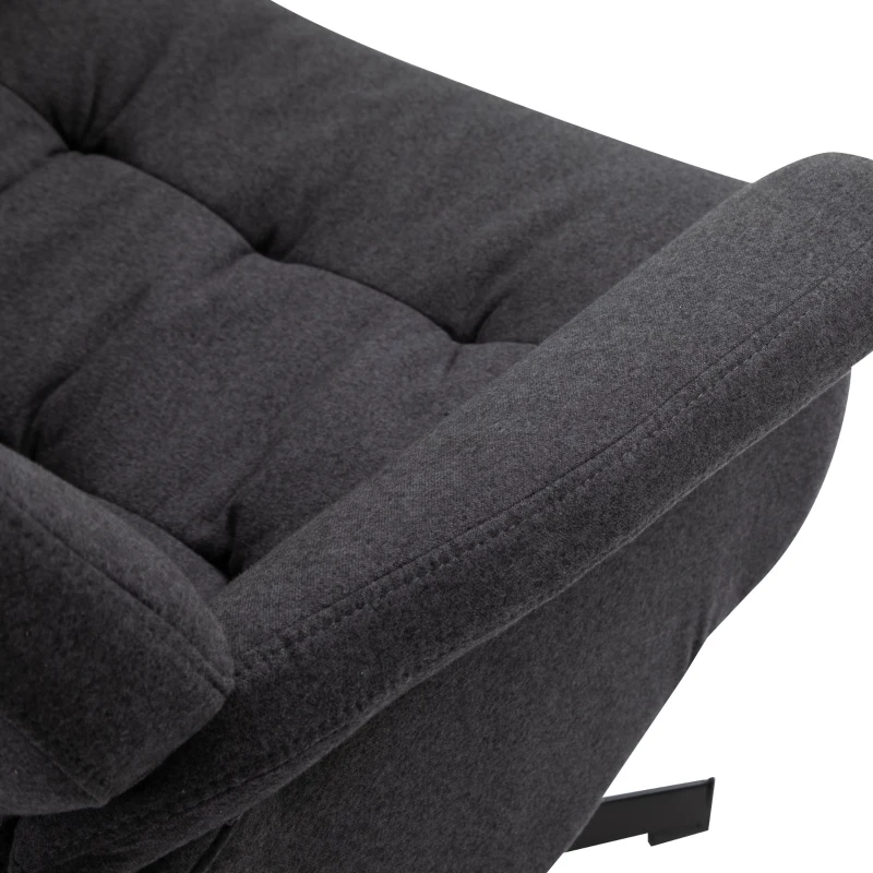 HOMCOM Fabric Recliner with Footrest - Modern Elegant Reclining with Sturdy Metal Base - Thick Padded Cushion - Dark Grey