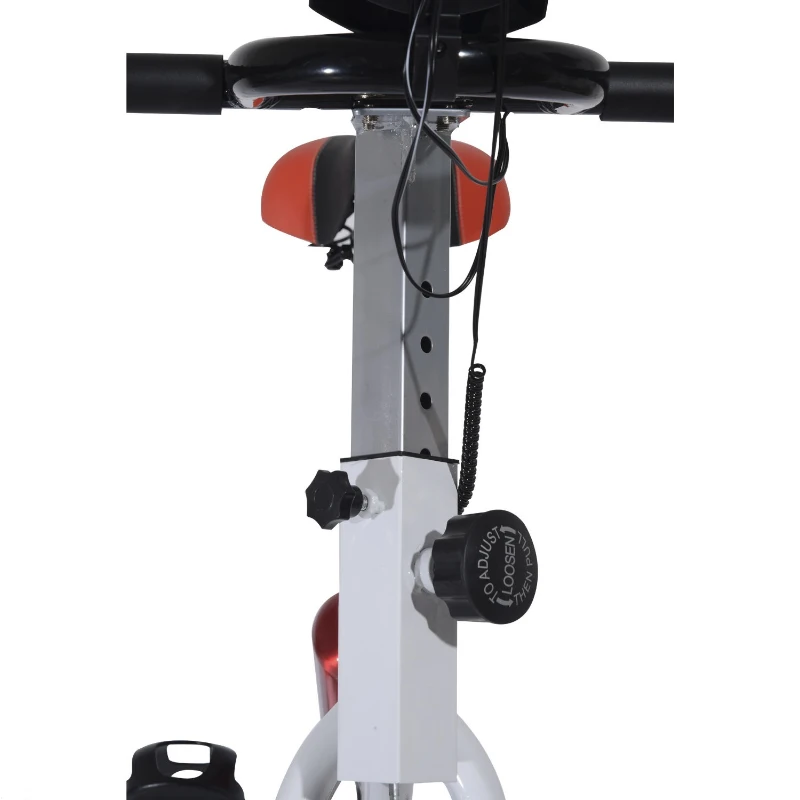 Soozier Pro Upright Indoor Cardio Bike with LCD Monitor – White and Red