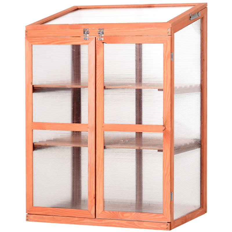 Outsunny Rectangular Greenhouse Planter Box w/ Polycarbonate Panels to Keep Plants Warm