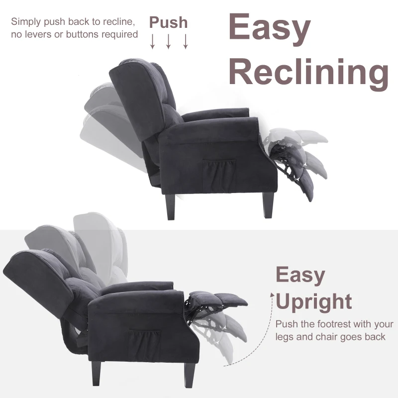 Open Box HomCom Personal Heated Vibrating Faux Suede Massage Recliner Chair - Black