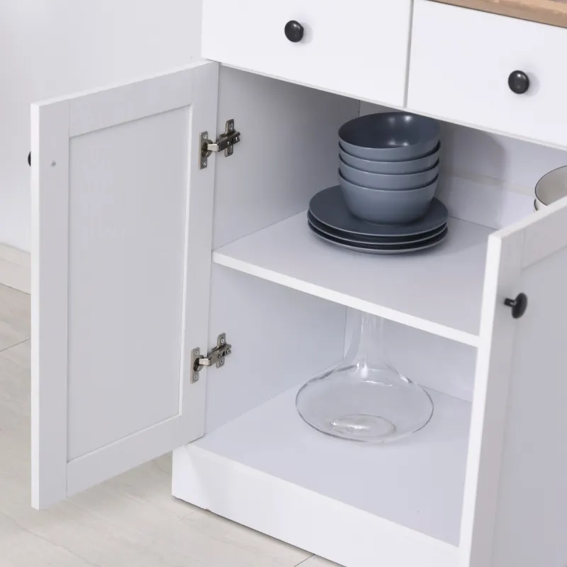 HOMCOM 71" Buffet with Hutch, Kitchen Pantry Cabinet, Bookcase with Drawers & Shelves for Living Room, White