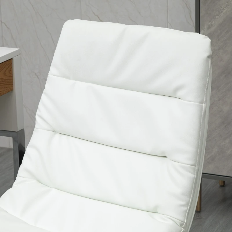 Vinsetto Armless Office Chair Ergonomic Computer Desk Chair Mid-Back Upholstered Task Chair with PU Leather, Adjustable Height and Swivel Seat, White