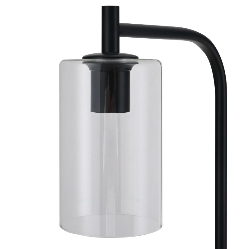 HOMCOM Modern Stylish Tall Pole Floor Lamp, Land Light with Metal Base, Cylindrical Shaped Glass Shade, Black