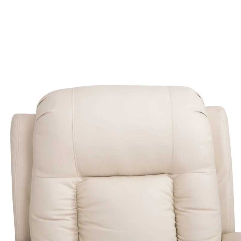 HOMCOM Luxury Faux Leather Heated Vibrating 8 Point Massage Recliner Chair with 360 Swivel and Remote, Cream White